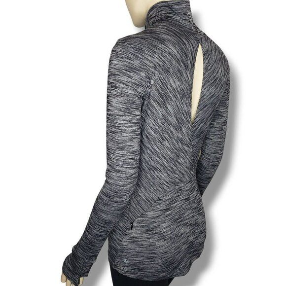 Lululemon &go Take Off Top Womens 4‎ Heathered Black Long Sleeve Open Back - Picture 6 of 8